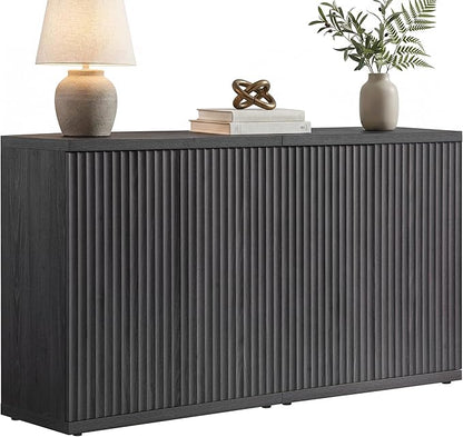 SICOTAS Buffet Cabinet with Storage Accent Sideboard Modern Credenza with Doors & Shelves Fluted Media Console Mid Century Coffee Bar Table for Living Room Kitchen Dining Room Hallway（2PCS）