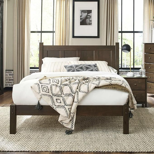 Grain Wood Furniture Shaker Solid Wood Panel Platform Bed, Twin Size, Expresso