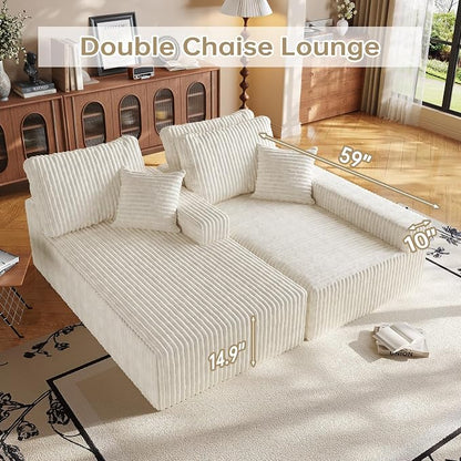 Cloud Boneless Sectional Cream Couches with Oversized Chaise for Living Room, Modular L Shaped Couch with Deep Seat, Memory Foam Compressed 3 Seater Sofa for Apartment