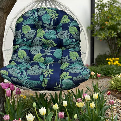 Outdoor Egg Chair Cushions Replacement with Ties U Shaped Navy Floral Weather-Resistant Soft Hanging Egg Chair Back Cushion for Indoor and Outdoor Garden,47 * 35"