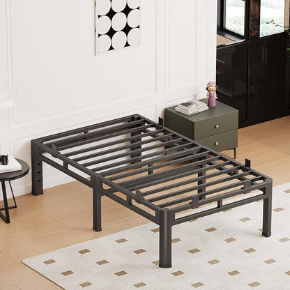 14 Inch Twin XL Bed Frame, Metal Double Layer Steel 4000 lbs Capacity, Platform with Large Under Bed Storage Space, No Box Spring Needed, Noise-Free, Easy Assembly