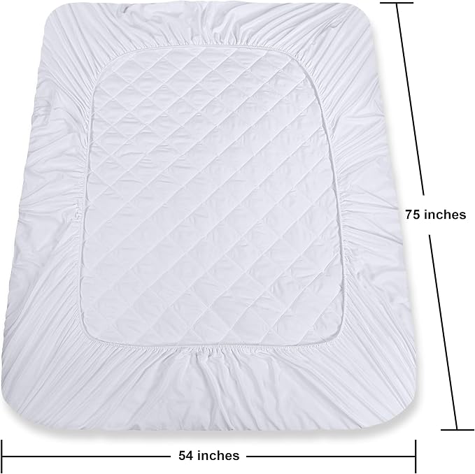 Quilted Fitted Mattress Pad, Full Mattress Protector Topper with Deep Pocket Stretches up to 16 Inches, Machine Washable Mattress Cover by Utopia Bedding (White, Pack of 10)