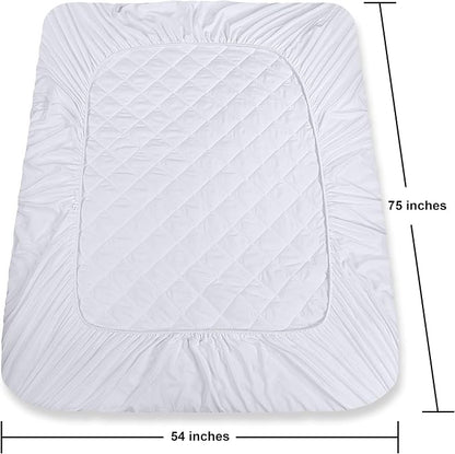 Quilted Fitted Mattress Pad, Full Mattress Protector Topper with Deep Pocket Stretches up to 16 Inches, Machine Washable Mattress Cover by Utopia Bedding (White, Pack of 10)