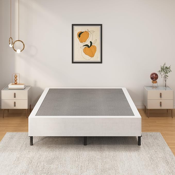 SHLAND 10 Inch Box Spring for Queen Bed, Heavy Duty Metal Queen Size Box Spring Bed Base with Fabric Cover, Mattress Foundation, Easy Assembly