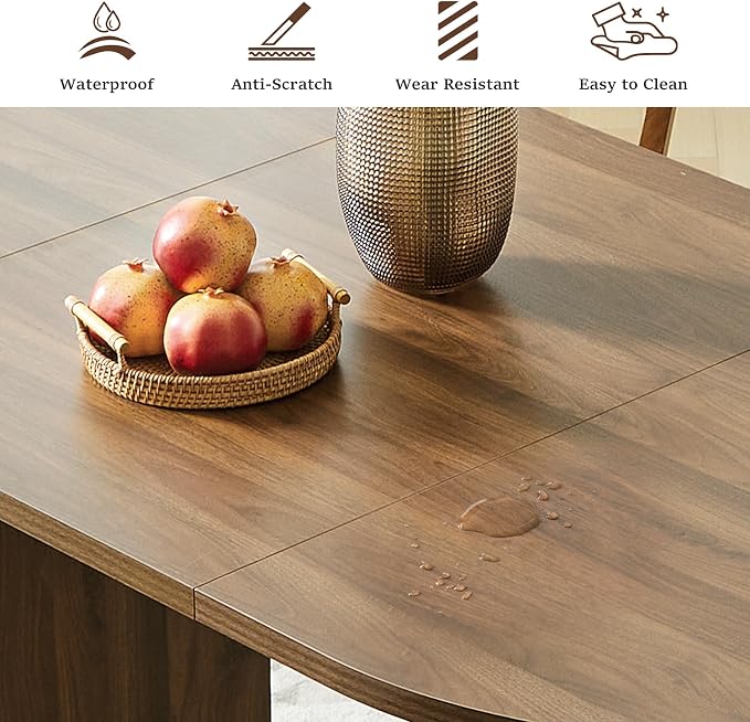 weselon 70.8" Oval Dining Table with Dual Side Storage Shelves, Rustic Farmhouse Table for 4–6 People, Modern Wooden Round Dinner Table for Kitchen, Reception, or Living Room (Walnut, Table Only)
