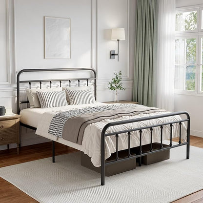 Novilla Metal Full Size Bed Frame - Modern Minimalist Victorian Style with Headboard/Footboard, Heavy-Duty Steel Slats/Underbed Storage/No Box Spring Needed/Easy Assembly/Noise Free/Black