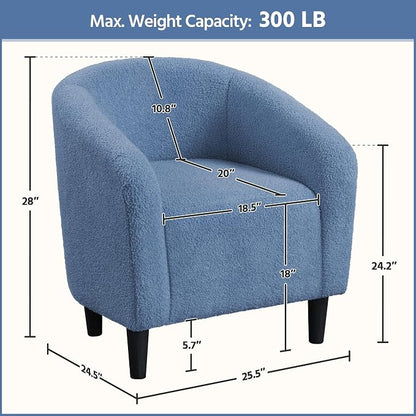Topeakmart Barrel Chair, Soft Sherpa Accent Chair Side Chair Club Chair Modern Style Deep Seating Barrel Armchair for Living Room Furniture Reading Room Bedroom, Set of 2, Blue