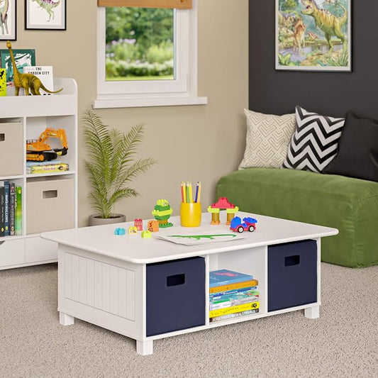 RiverRidge Home RiverRidge Activity Table, White with Navy Bins