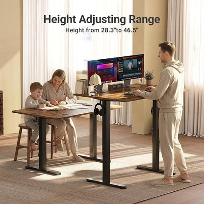 Claiks Electric Height Adjustable Stand Up Desk, 32x19 Inches Sit Stand Desk for Home Office, Rustic Brown Top/Black Frame