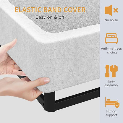 OSASET Twin Box Spring, 7 Inch Twin Box Spring Only, 3000 lbs Heavy Duty Metal Frame Mattress Foundation with Fabric Cover, Easy Assembly-Noise Free