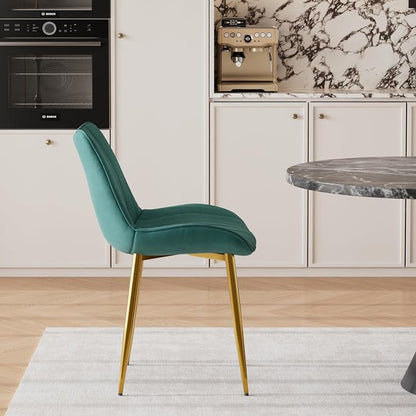 VECELO Dining Chairs Set of 2, Velvet Fabric & Metal Frame, Mordern Style for Kitchen, Living Room,Offcie, Green