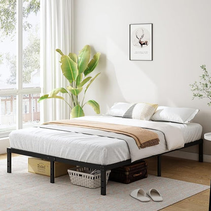 Cieemine 10 Inch King Size Bed Frame, Platform Metal Bed Frame King Heavy Duty Steel Slat Mattress Foundation, No Box Spring Needed, Easy Assembly, Noise-Free, Black