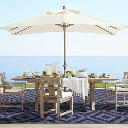 SAND MINE Reversible Mats, Plastic Straw Rug, Modern Area Rug, Large Floor Mat and Rug for Outdoors, RV, Patio, Backyard, Deck, Picnic, Beach, Trailer, Camping, Dark Blue & Grey, 4' x 6'