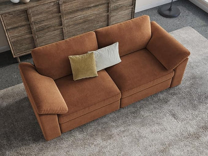 EASE MOOSE Modern Loveseat Sofa for Living Room, Comfty 2 Seat Solid Wood Frame Sofa, Modern Deep Seat Couch, Removable Cover,Brown