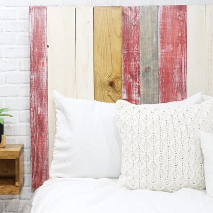 Barn Walls Country Mix Signature Design, Multicolored Solid Wood Headboard, Floating Panels, Wall Mount, Adjustable Height, California King Size