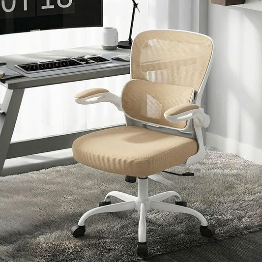 AreShark Office Chair Ergonomic Desk Chairs with Adjustable Lumbar Support, High Back Breathable Mesh Chair with Wheels& Flip-up Armrests,Rolling Swivel Comfy Task Computer Chair for Home Work Gaming