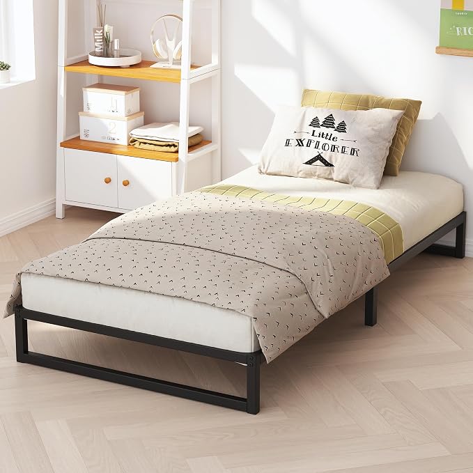 Richwanone 5 Inch Twin Bed Frames, Heavy Duty Metal Platform Bed, Black | Twin Size Bed Frames, Metal Platform Mattress Foundation with Steel Slat Support, No Box Spring Needed, Easy Assembly
