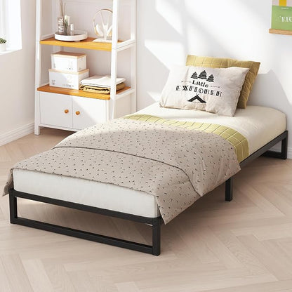 Richwanone 5 Inch Twin Bed Frames, Heavy Duty Metal Platform Bed, Black | Twin Size Bed Frames, Metal Platform Mattress Foundation with Steel Slat Support, No Box Spring Needed, Easy Assembly