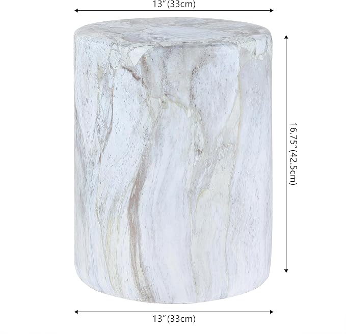 JONATHAN Y Troy Modern 17" Faux Marble Cylinder Accent Table, Round Pedestal End Table and Decorative Indoor Stool for Living Room, Small Minimalist Drum Side Table, Gray and Gold TBL1101B