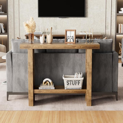 LIFECHOVY Farmhouse Wood Entryway Table Narrow Console Tables with Storage Behind The Couch Sofa, Entrance Side Table with Shelves for Hallway, Living Room, Foyer, Rustic