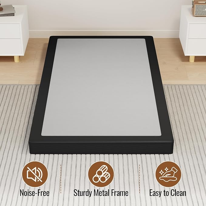 Twin Size 5 Inch Box Spring - Heavy Duty Metal Mattress Foundation (2500lbs Capacity), Noise-Free, Easy Assembly