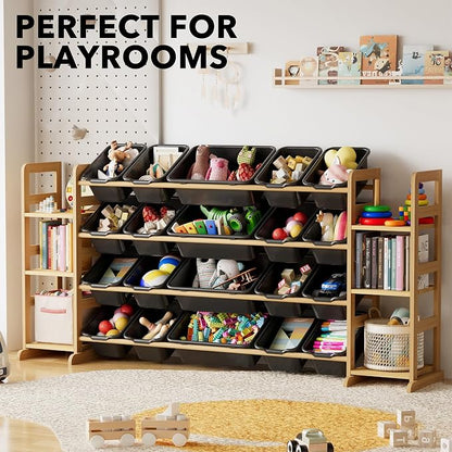 SpaceAid Toy Storage Organizer with 6 Shelves and 20 Bins, Toy Organizers Storage Bookshelf, Kids Bin Shelf Toys Box Bookcase for Bedroom Playroom Organization Room Decor, True Black