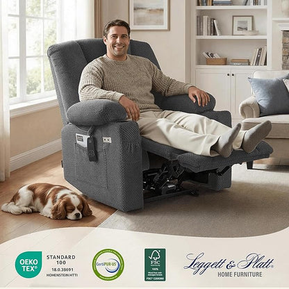 MCombo Oversized Zero Gravity Recliner Chair with Heating and Massage, Power Recliner for Big and Tall with USB & Type C Ports, Cup Holders for Living Room 8017 (Grey, Oversized)
