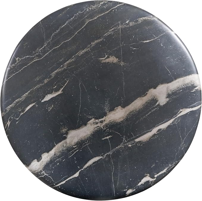JONATHAN Y Black Marble Polyresin Accent Table, 13" x 16.75" Modern Minimalist Column Side Table, Indoor/Outdoor Faux Marble Pedestal End Table & Plant Stand TBL1101C