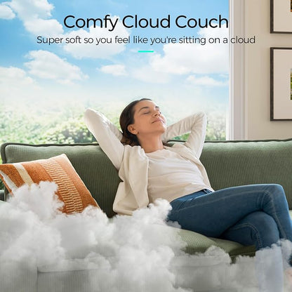 LINSY HOME 123'' Modular Sectional Sofa 3 Seat Couch Corduroy Cloud Couch with Deep Seat, Modern L-Shaped Cloud Couch with 1 Movable Ottoman for Living Room, Office, Bedroom, Green