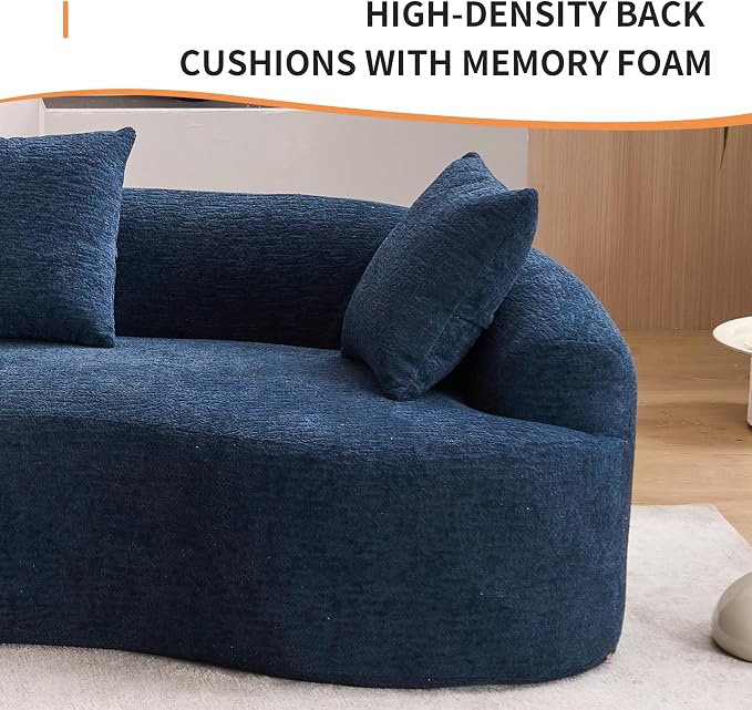 110.2" Curved Sectional Sofa,Luxury Wood Grain Chenille Fabric, Oversized Sectional Sofa,Compression Curved Couch for Living Room,No Assembly Needed (Blue, 110.2 Inch)