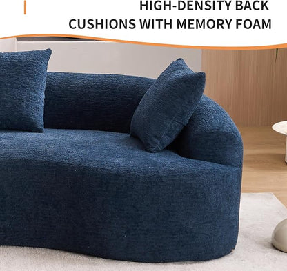 110.2" Curved Sectional Sofa,Luxury Wood Grain Chenille Fabric, Oversized Sectional Sofa,Compression Curved Couch for Living Room,No Assembly Needed (Blue, 110.2 Inch)