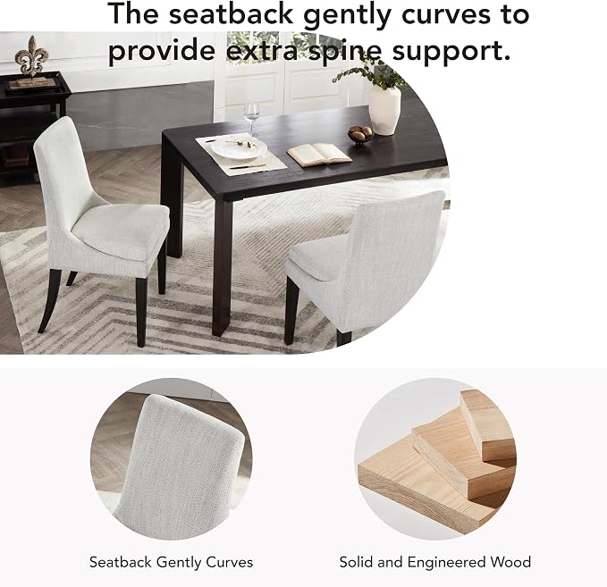 KISLOT Upholstered Dining Chairs Modern Sidechair Performance Fabric High Back Armlesschair for Diningroom Kitchen,Cream,Set of 4(2 Box)