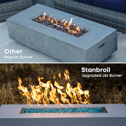 Stanbroil 48 x 14 Inch Upgrade Rectangle Fire Pit Jet Burner Pan, 304 SS Propane Gas Firepit for Outside DIY Fire Pit Table, High Flame, BTU 185,000 Max