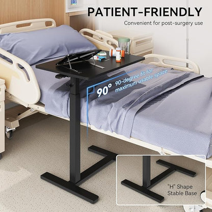 18.9 * 25.6 inches Mobile Standing Desk,C Shaped Pneumatic Adjustable Height Stand Up Desk,Ergonomic Standing Side Table for Home Office Work Computer Desk Workstation,Black
