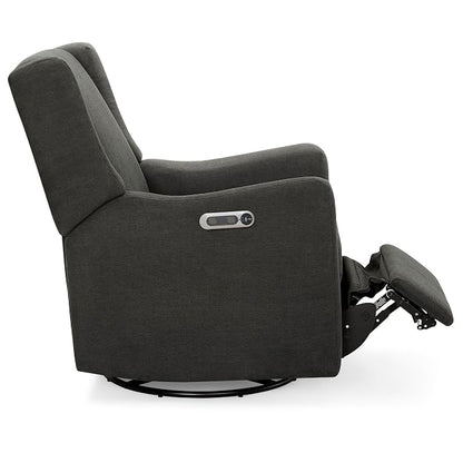 Delta Children Mercer Electronic Power Recliner and Swivel Glider with USB Port in LiveSmart Performance Fabric - Water Repellent & Stain Resistant, Dark Grey