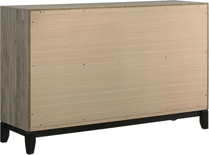 Coaster Home Furnishings - Valen - Wood - 6-Drawer Dresser with Curved Pull Handles, Groove Detailing, and Nickel Hardware - Bedroom - Light Taupe - 215913