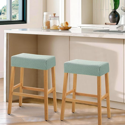 YISUN Stool Covers Rectangle - 2 Pack Stretch Waterproof Saddle Seat Cover Counter Bar Stools Bar Chairs Covers Kitchen Island Chairs Cushion Protector