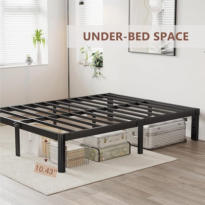 12 Inch High Platform California King Bed Frames No Box Spring Needed, Metal Cal King Bed Frame, Noise Free, Easy Assembly, Heavy Duty, Black