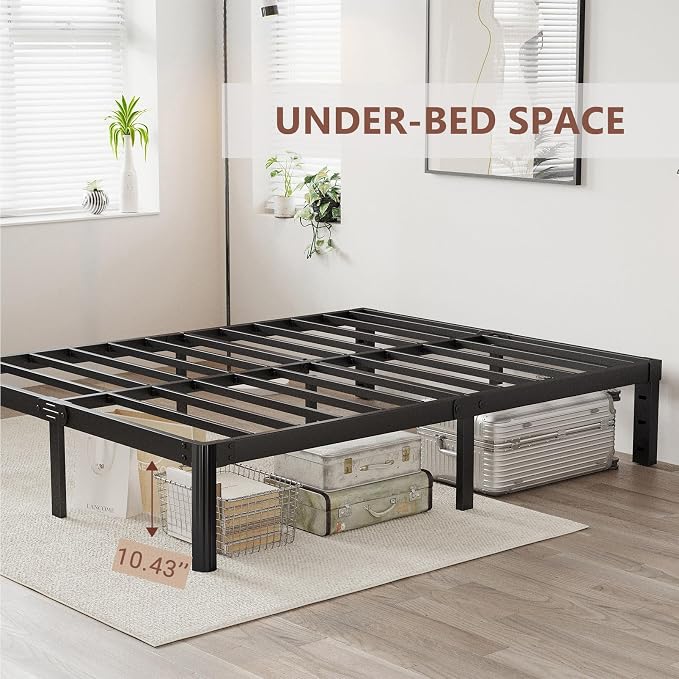 12 Inch High Metal King Bed Frame No Box Spring Needed, Heavy Duty King Size Bed Frame Platform, Noise Free, Easy Assembly, Black