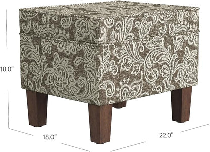 HomePop 22" Modern Rectangular Storage Ottoman - Brown Jacobean Print