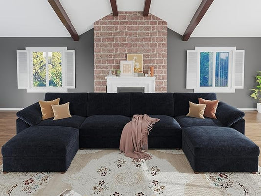 EASE MOOSE Oversized Modular Sectional Sofa, Extra Large U Shape Sectional Cloud Couch,Comfty Deep Modular Sofa with Ottoman