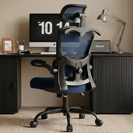 AreShark Office Chair Ergonomic Desk Chairs with Adjustable Lumbar Support& Headrest Hanger, High Back Breathable Mesh Chair with Wheels, Rolling Swivel Comfy Task Computer Chair for Home Work Gaming