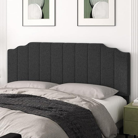 Befurtori King Size Headboard Only, Linen Wall Mounted Headboard King for Adjustable Bed Modern Upholstered Head Board Easy Assembly, Dark Gray
