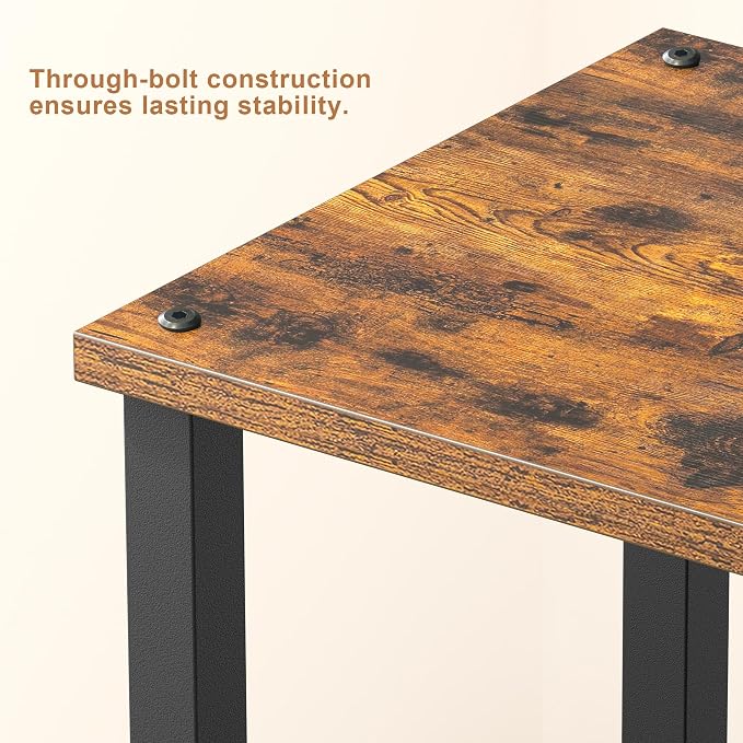 TUTOTAK End Table, Side Table, Nightstand, 2-Tier Storage Shelf, Sofa Side Table for Small Space, Living Room, Bed Room Brown and Black TB01BB034