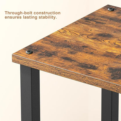 TUTOTAK End Table, Side Table, Nightstand, 2-Tier Storage Shelf, Sofa Side Table for Small Space, Living Room, Bed Room Brown and Black TB01BB034