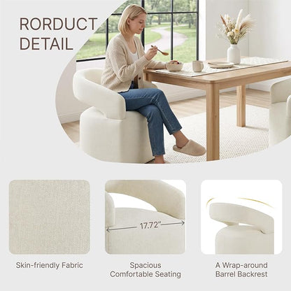 KISLOT Upholstered Dining Chairs Set of 4, Modern Arm Kitchen & Dining Room Chairs with Hidden Casters, Linen Fabric Padded Rolling Chairs, Sturdy Wood Frame, 300 lbs Capacity, Cream Beige