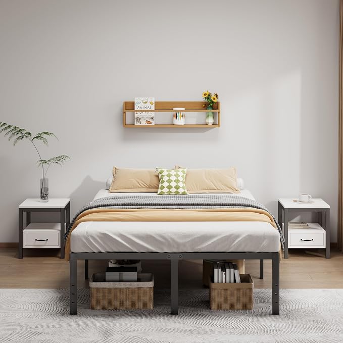 LUMUNANCE Metal Bed Frame Full Size - 18 Inch Heavy-Duty Full Platform Bed Frame No Box Spring Needed, Easy Assembly, Noise-Free, Sturdy Mattress Foundation, Underbed Storage Space