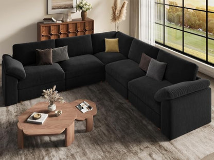 EASE MOOSE Oversized Modular Sectional Sofa, Extra Large L Shape Sectional Cloud Couch,Comfty Deep Seat Wide Modular Sofa for Living Room Removable Cover,Black