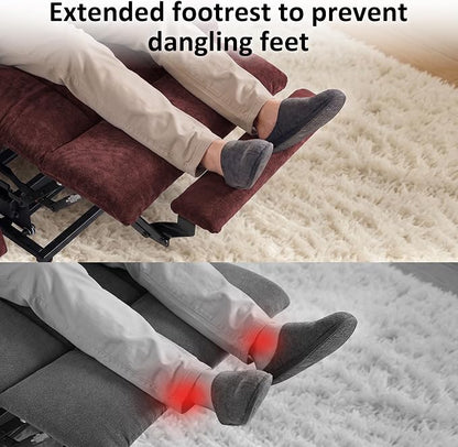 MCombo Power Lift Recliner Chair with Extended Footrest for Elderly People, Fabric 7287 (Burgundy, Medium)