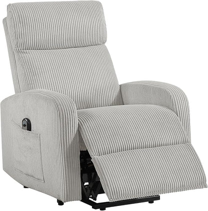Lexicon Power Lift Recliner Chair for Elderly with Remote Control, Gentle Lift Motion, Side Pocket Armrest, Corduroy Upholstered Electric Recliner for Living Room/Bedroom, Easy Assembly, Light Gray